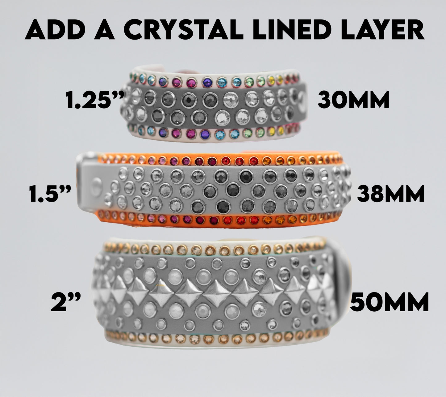 Add a Crystal Lined Layer to your collar (Multiple Widths)