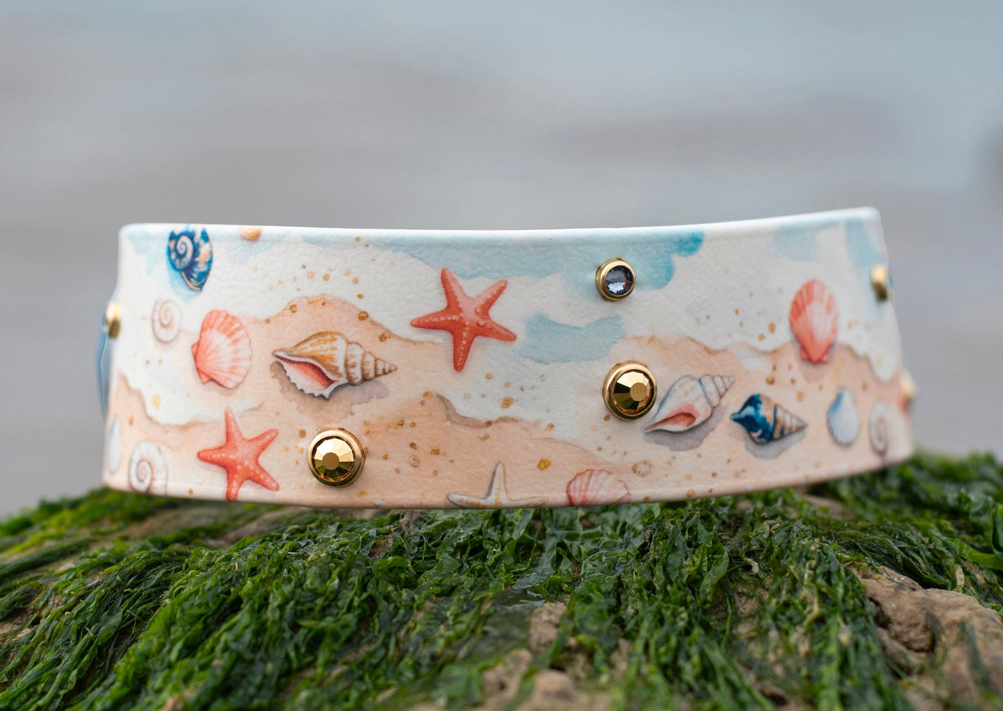Sandy Shores - Printed Biothane Dog Collar