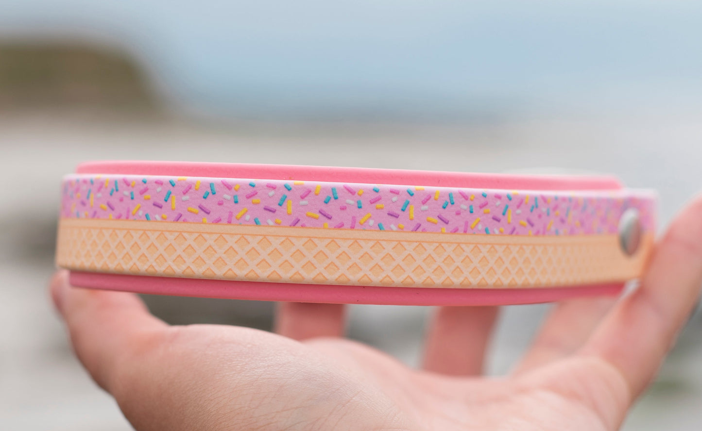 PREMADE COLLAR - 3/4" layered on 1" Wide, Fits 12-15" neck size, silver hardware, pastel pink accent
