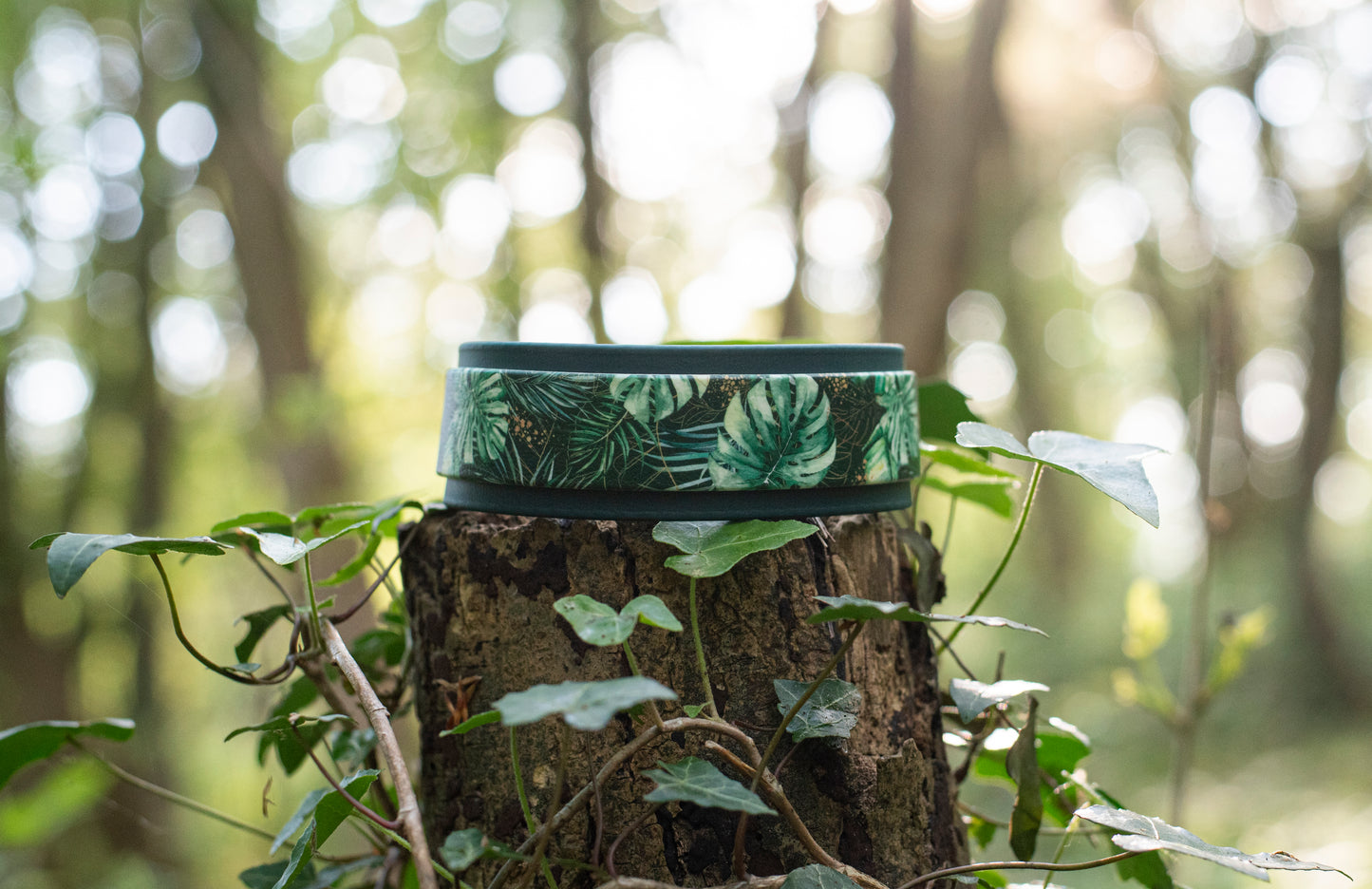 In The Jungle - Printed Leaf Biothane Dog Collar