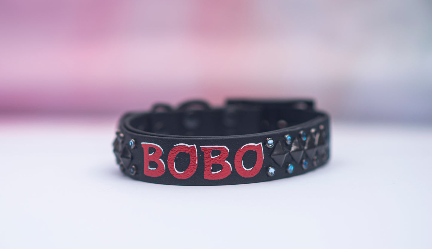 Vinyl x Bling Name/Phrase Collar  - Biothane Dog Collar