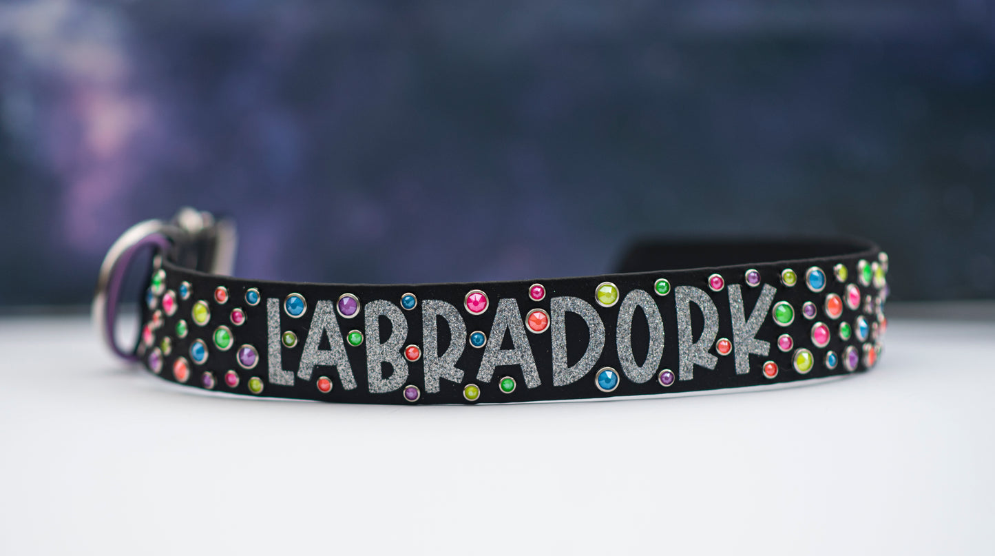 Vinyl x Bling Name/Phrase Collar  - Biothane Dog Collar