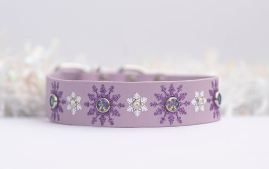 The Snowflake 1.5" (38mm) - Vinyl x Bling Biothane Collar