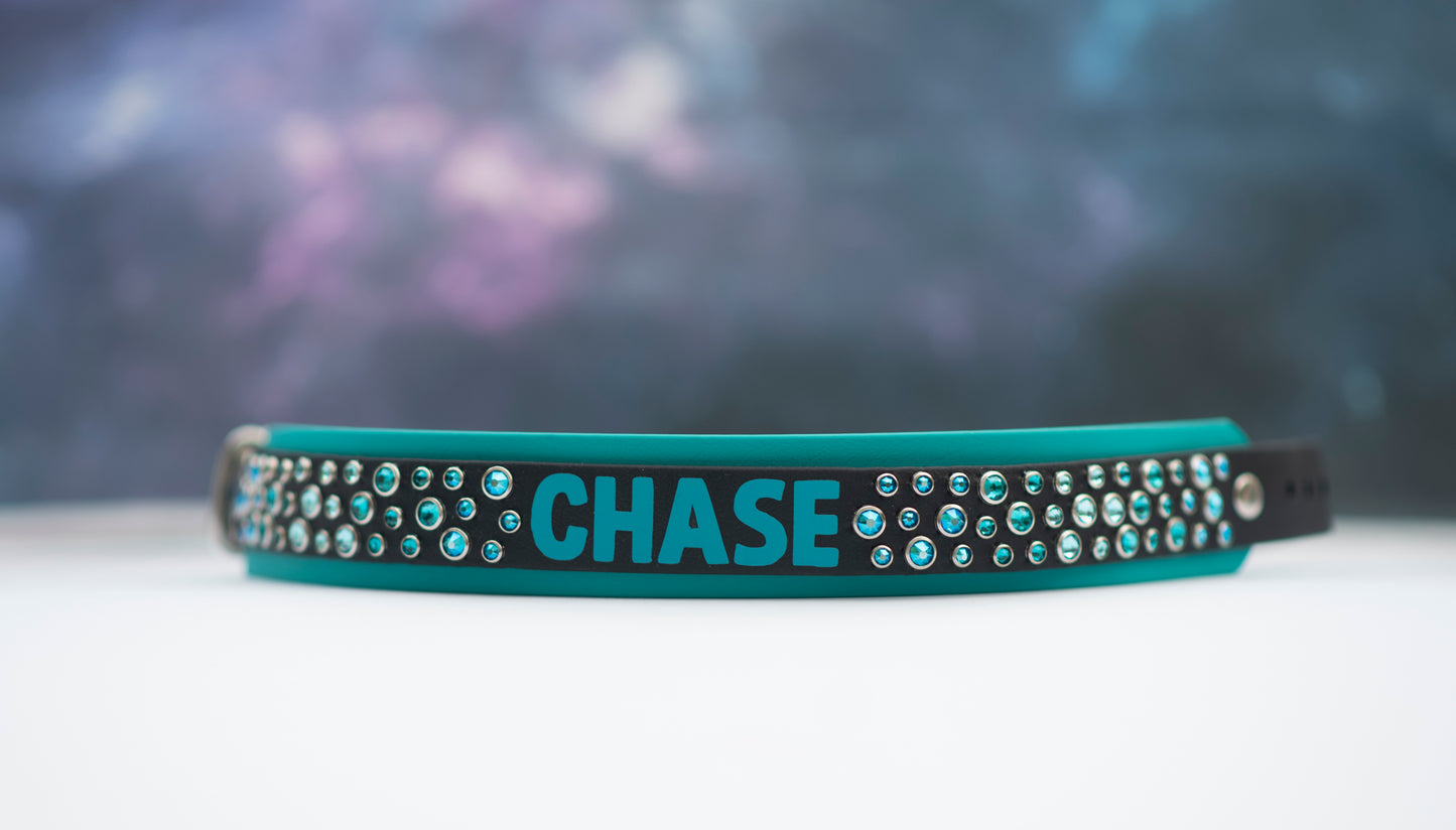 Vinyl x Bling Name/Phrase Collar  - Biothane Dog Collar