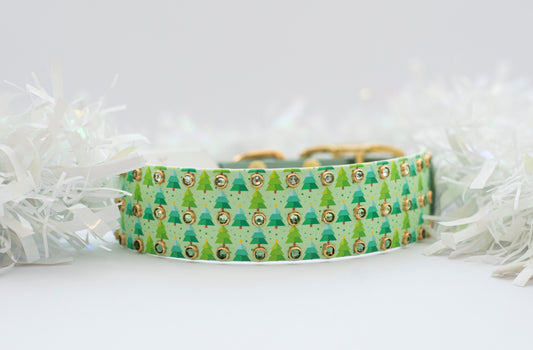 Christmas Crystal x Printed Biothane Collar ( Multiple Widths)