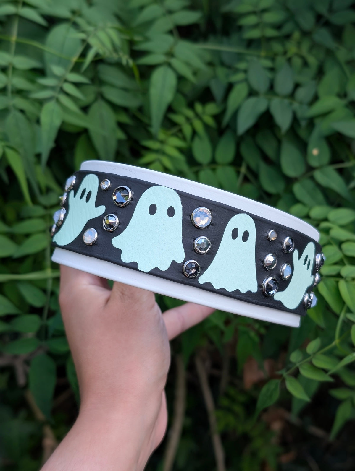 14.5-17.5" size, 1.5" layered on 2" Width GLOW IN THE DARK  - Ready To Ship Collar