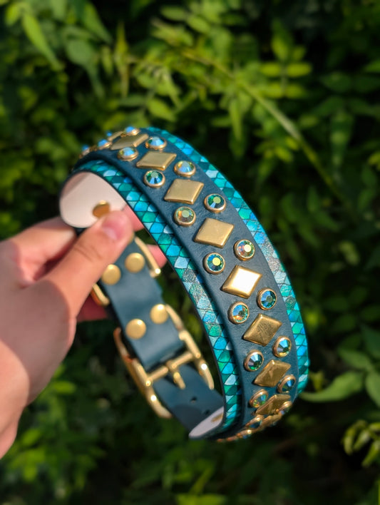 15-17.5" Size, 1" layered on 1.5" Width  - Ready To Ship Collar